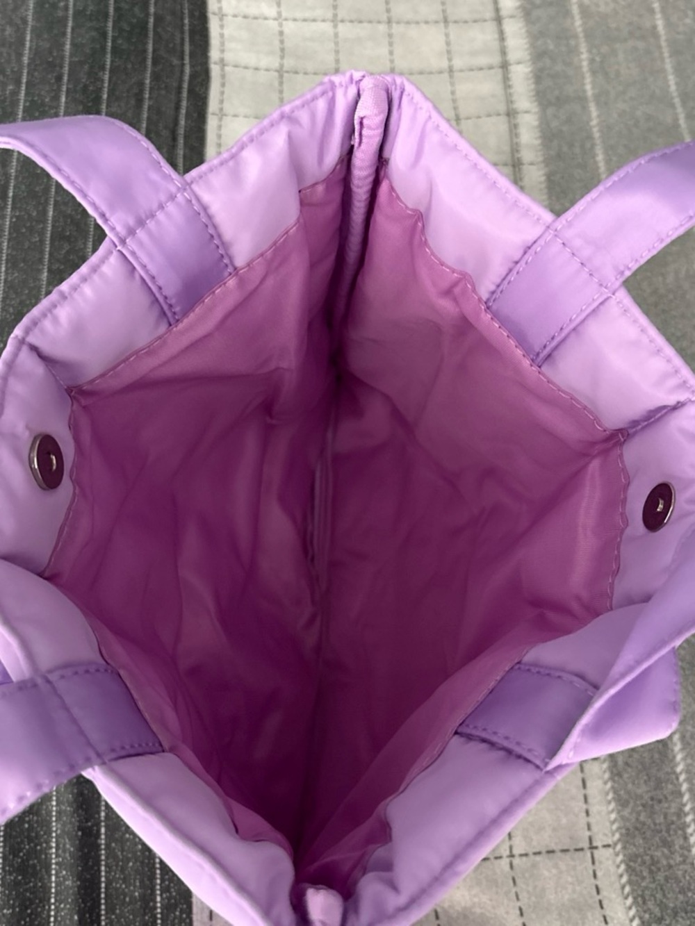 Lilac Quilted Tote Bag - Lightweight Women's Handbag